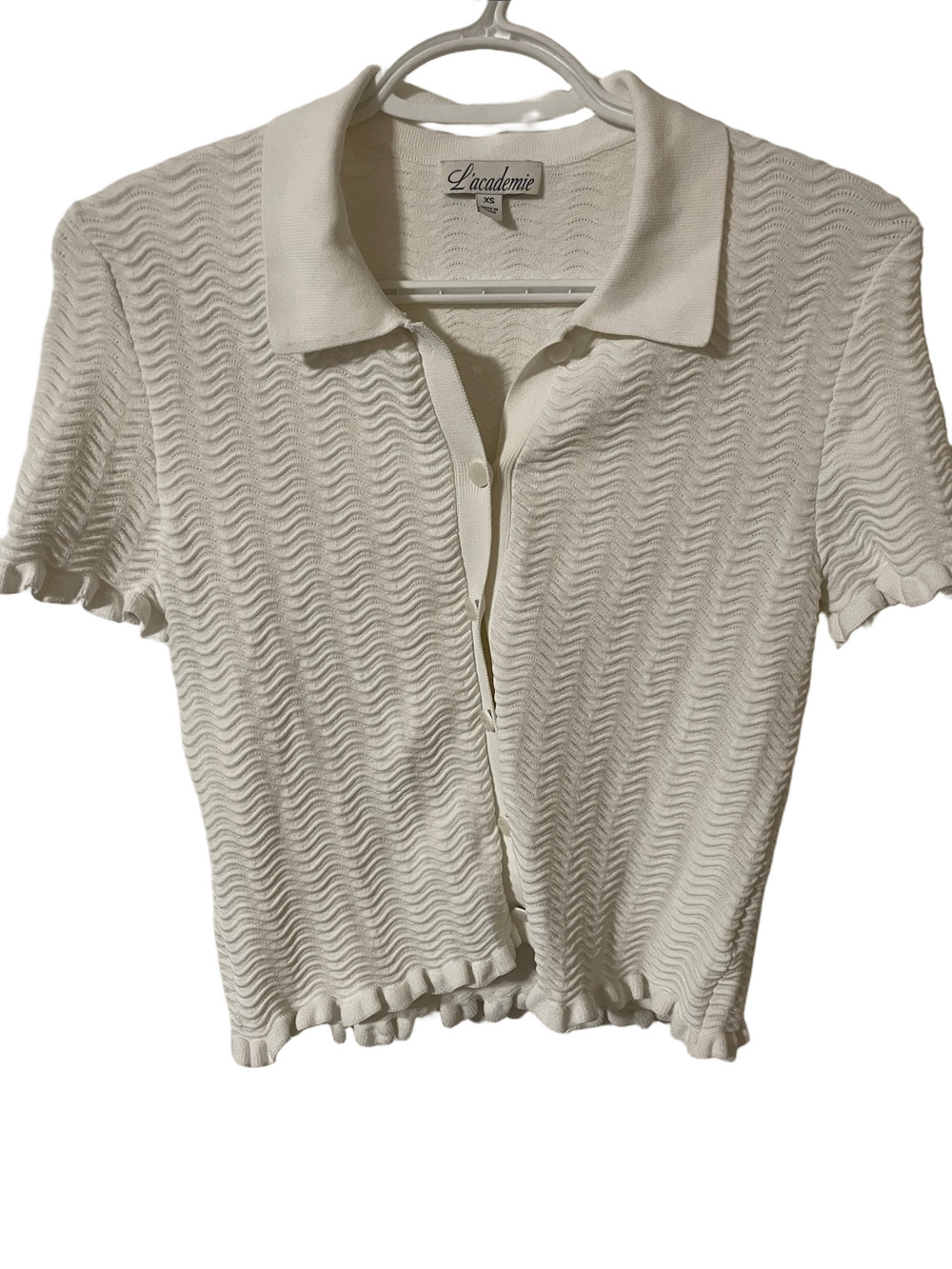 L'Academie Cream Textured Wave Crop Top Size XS